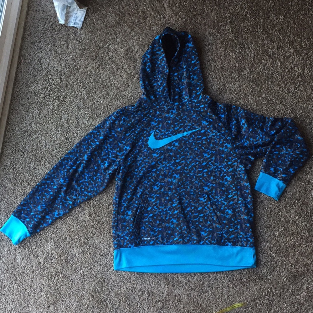 Nike fleece blue, grey & black camouflage hoodie